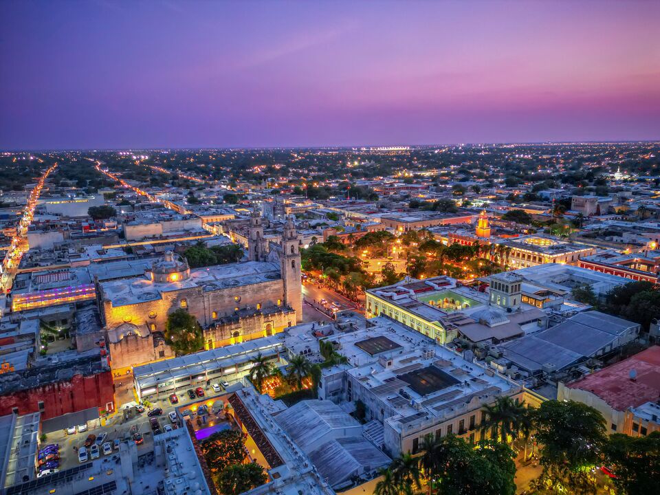 Imagen aérea del centro histórico de Mérida